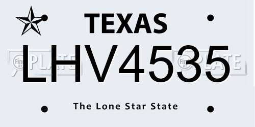 LHV4535 Texas License Plate