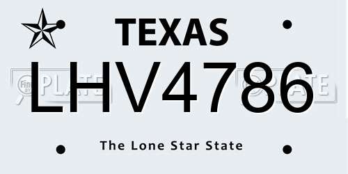 LHV4786 Texas License Plate