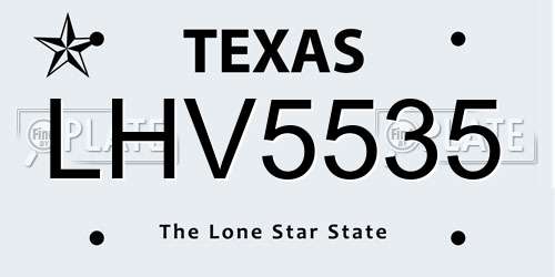 LHV5535 Texas License Plate