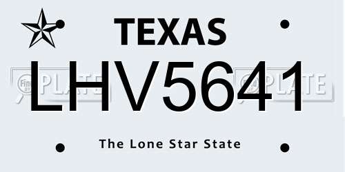 LHV5641 Texas License Plate