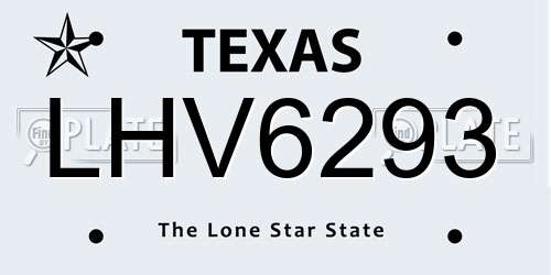 LHV6293 Texas License Plate