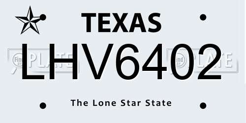 LHV6402 Texas License Plate