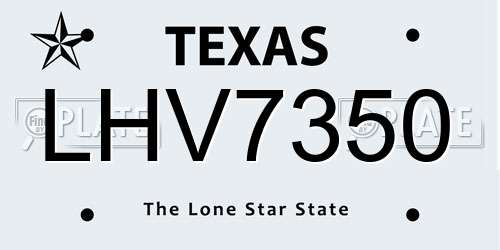LHV7350 Texas License Plate