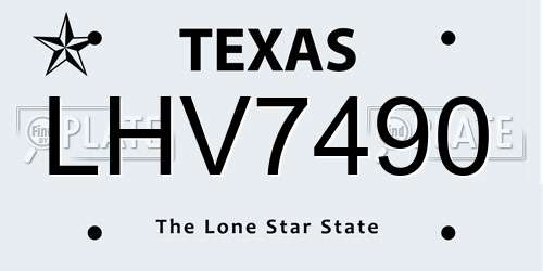 LHV7490 Texas License Plate