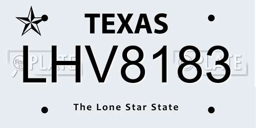LHV8183 Texas License Plate