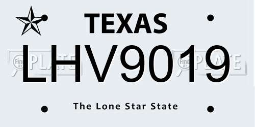 LHV9019 Texas License Plate