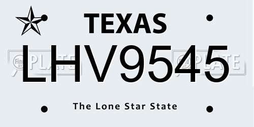 LHV9545 Texas License Plate