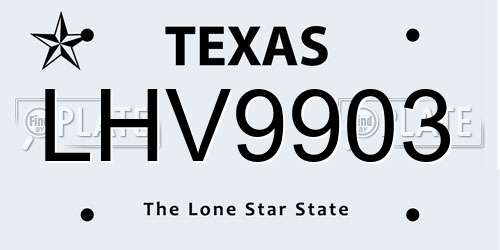 LHV9903 Texas License Plate
