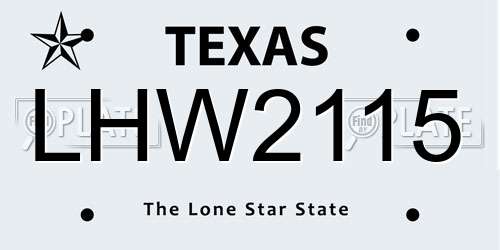 LHW2115 Texas License Plate