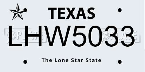 LHW5033 Texas License Plate