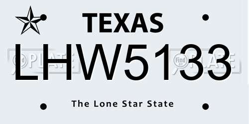 LHW5133 Texas License Plate