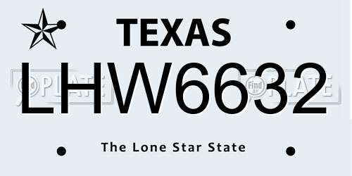 LHW6632 Texas License Plate