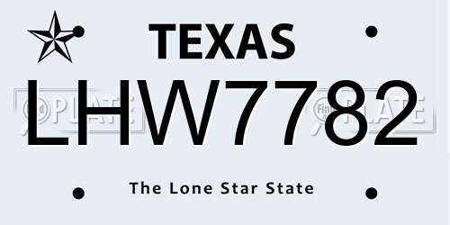 LHW7782 Texas License Plate