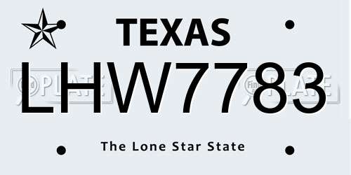 LHW7783 Texas License Plate