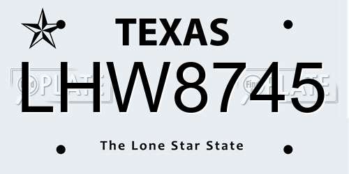 LHW8745 Texas License Plate