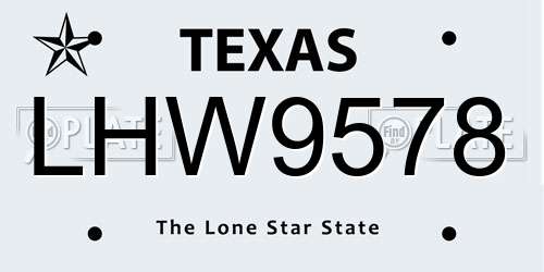 LHW9578 Texas License Plate