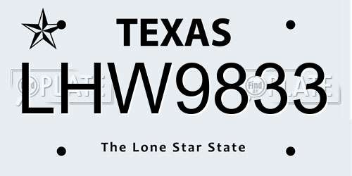 LHW9833 Texas License Plate