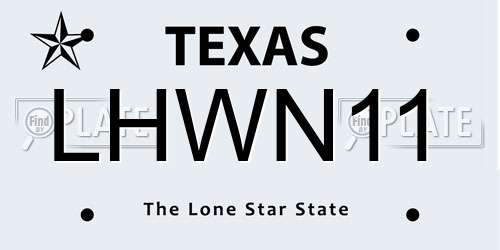LHWN11 Texas License Plate