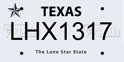 LHX1317 Texas License Plate