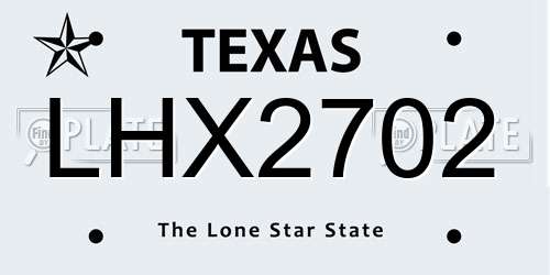 LHX2702 Texas License Plate