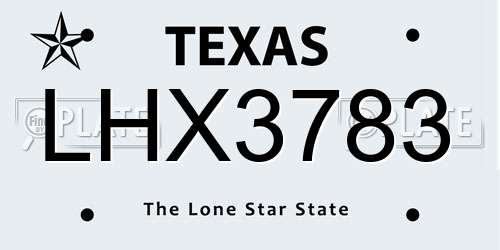 LHX3783 Texas License Plate