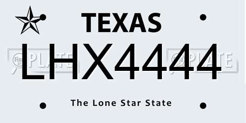 LHX4444 Texas License Plate