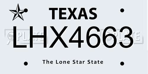 LHX4663 Texas License Plate