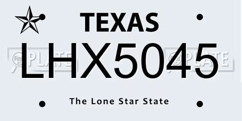 LHX5045 Texas License Plate