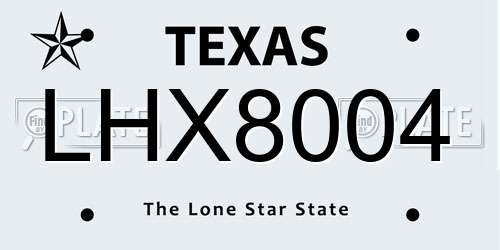 LHX8004 Texas License Plate