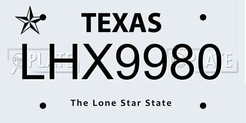 LHX9980 Texas License Plate