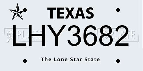 LHY3682 Texas License Plate
