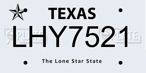 LHY7521 Texas License Plate
