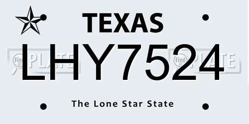 LHY7524 Texas License Plate