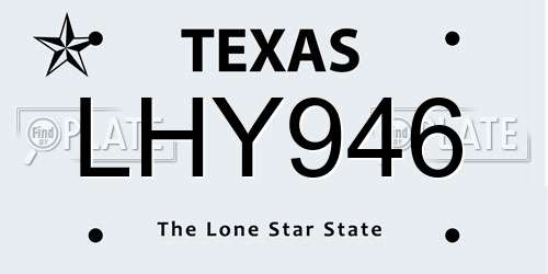 LHY946 Texas License Plate