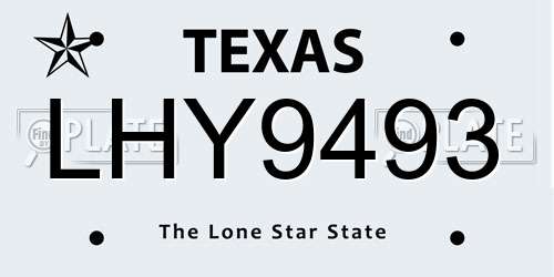 LHY9493 Texas License Plate