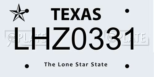 LHZ0331 Texas License Plate