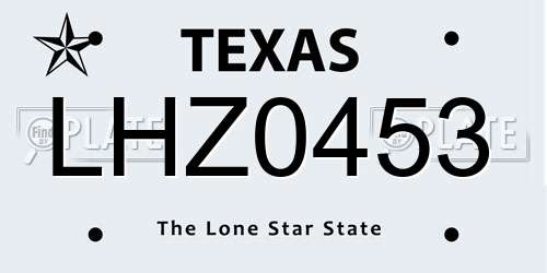 LHZ0453 Texas License Plate
