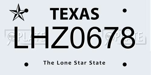 LHZ0678 Texas License Plate