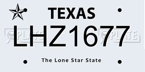 LHZ1677 Texas License Plate
