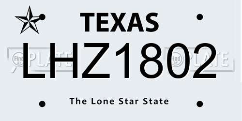 LHZ1802 Texas License Plate
