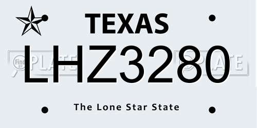 LHZ3280 Texas License Plate