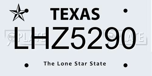 LHZ5290 Texas License Plate