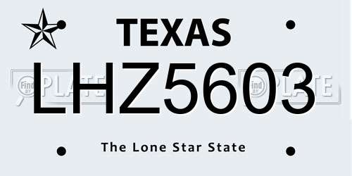 LHZ5603 Texas License Plate