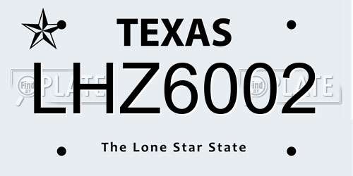 LHZ6002 Texas License Plate