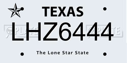 LHZ6444 Texas License Plate