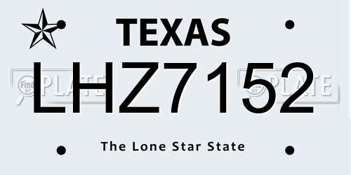 LHZ7152 Texas License Plate