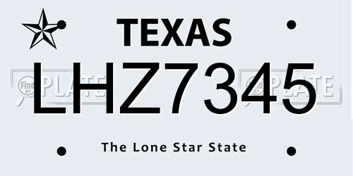 LHZ7345 Texas License Plate