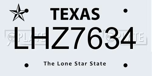 LHZ7634 Texas License Plate