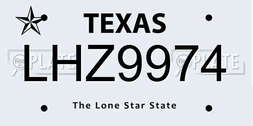 LHZ9974 Texas License Plate