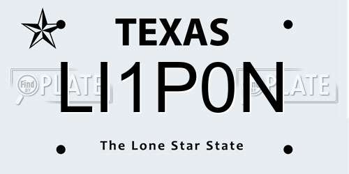 LI1P0N Texas License Plate